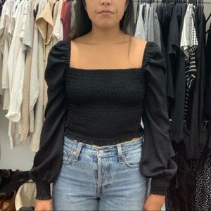 Superdown smocked square neck top